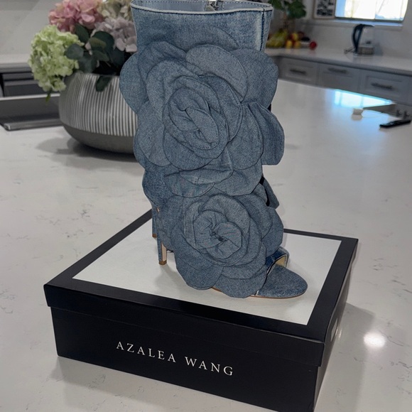 Azalea Wang Shoes - Azalea Wang Blue Floral Women's Shoes